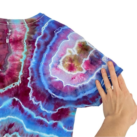 Handmade Geode Tie Dye Tee Tshirt Mens Large Unisex Cotton Short Sleeve T-Shirt - Picture 5 of 13